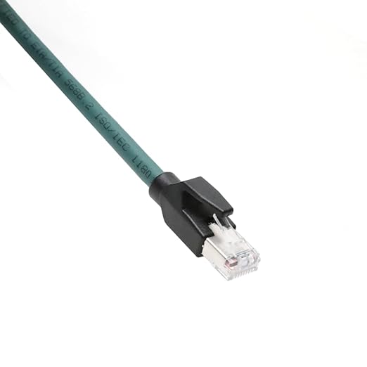 Alvin's Cables M12 X-Code 8 Pin Male to RJ45 Ethernet Cable for Cognex Keyence Camera, High-Flex Cat6a Cable for Industrial Automation, Fieldbus Module, Robotics, Right Angle 16.4ft/5m Green