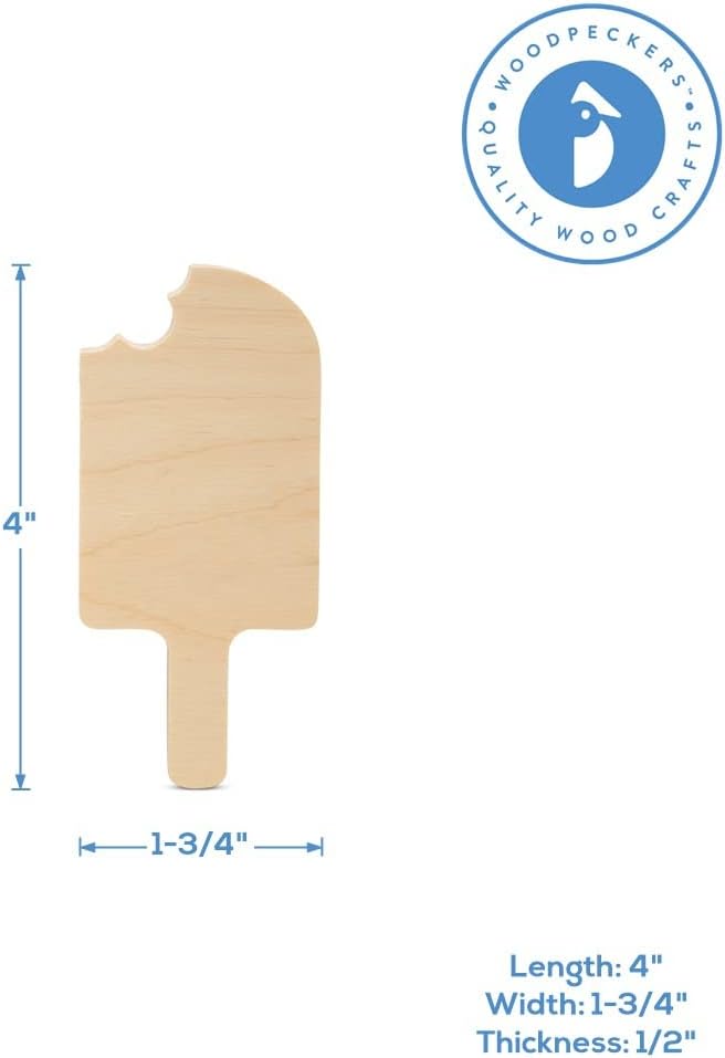 Popsicle Cutout 4-inch, 1/2 inch Thick, by Woodpeckers