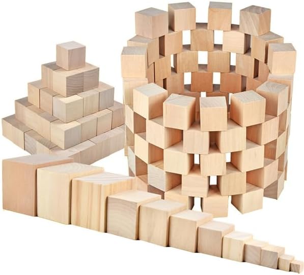 1000Pcs Wooden Blocks for Crafts, Unfinished Wood Cubes, 1cm Natural Pine Small