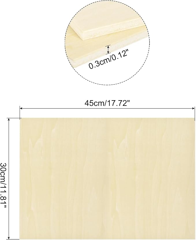 MECCANIXITY 3pcs Basswood Sheets 18 x 12 x 1/8 Inch Unfinished Wood Boards