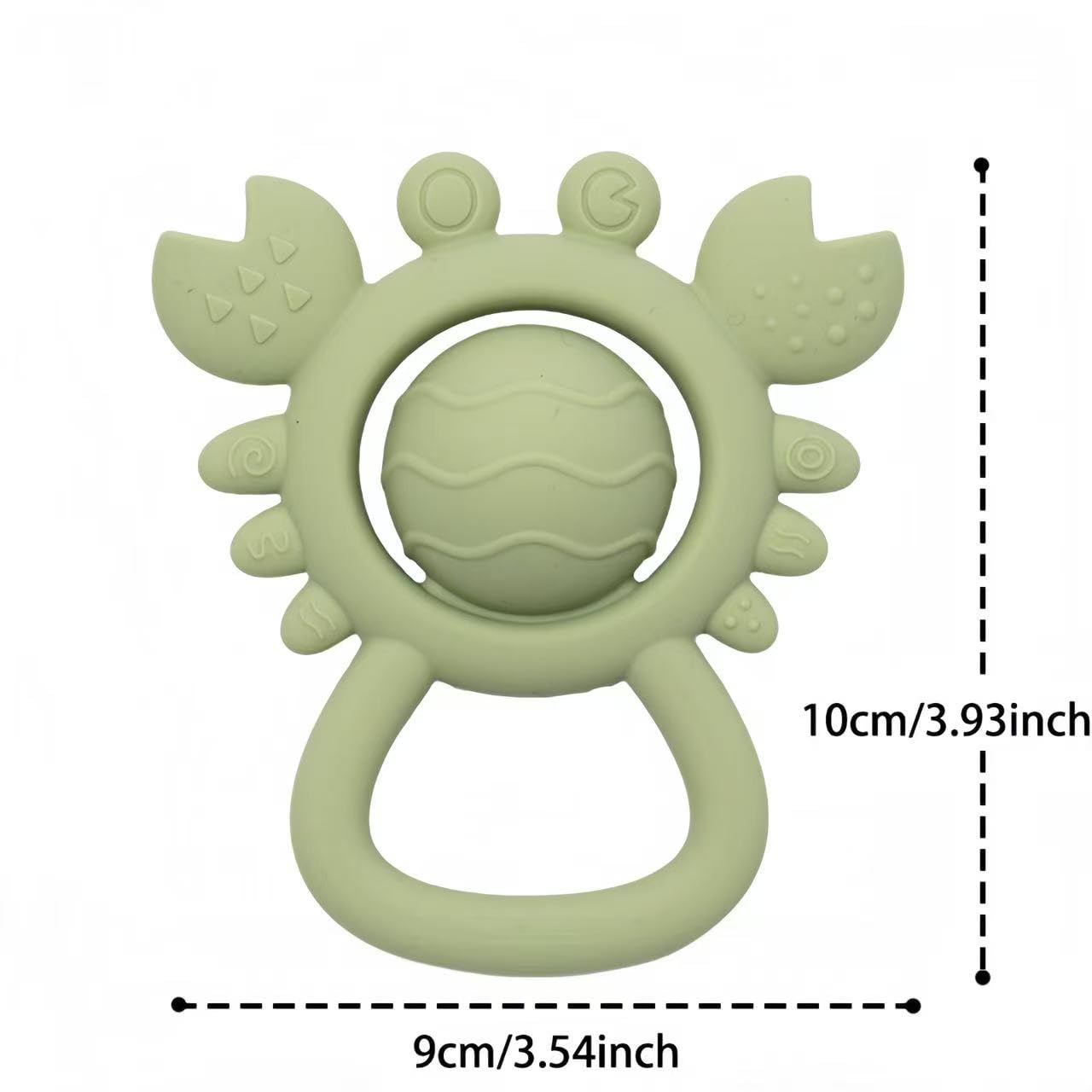 Baby Teething Toys Baby Rattle Toys Silicone Rattles and Teethers for Newborn Soft Infants Toddlers Crab Shake Rattle Chew Toy BPA Free Babies Boy and Girl Gift