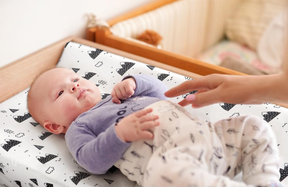 4 Pack Changing Pad Covers Woodland Forest Animals Wood Neutral Unisex Fitted Baby Changing Pad Cover Set for Baby Boys or Girls
