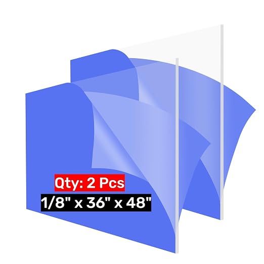 2 Pack Clear Cast 36x48 Acrylic Sheets 36x48 Plexiglass Sheets 1/8 inch Thick