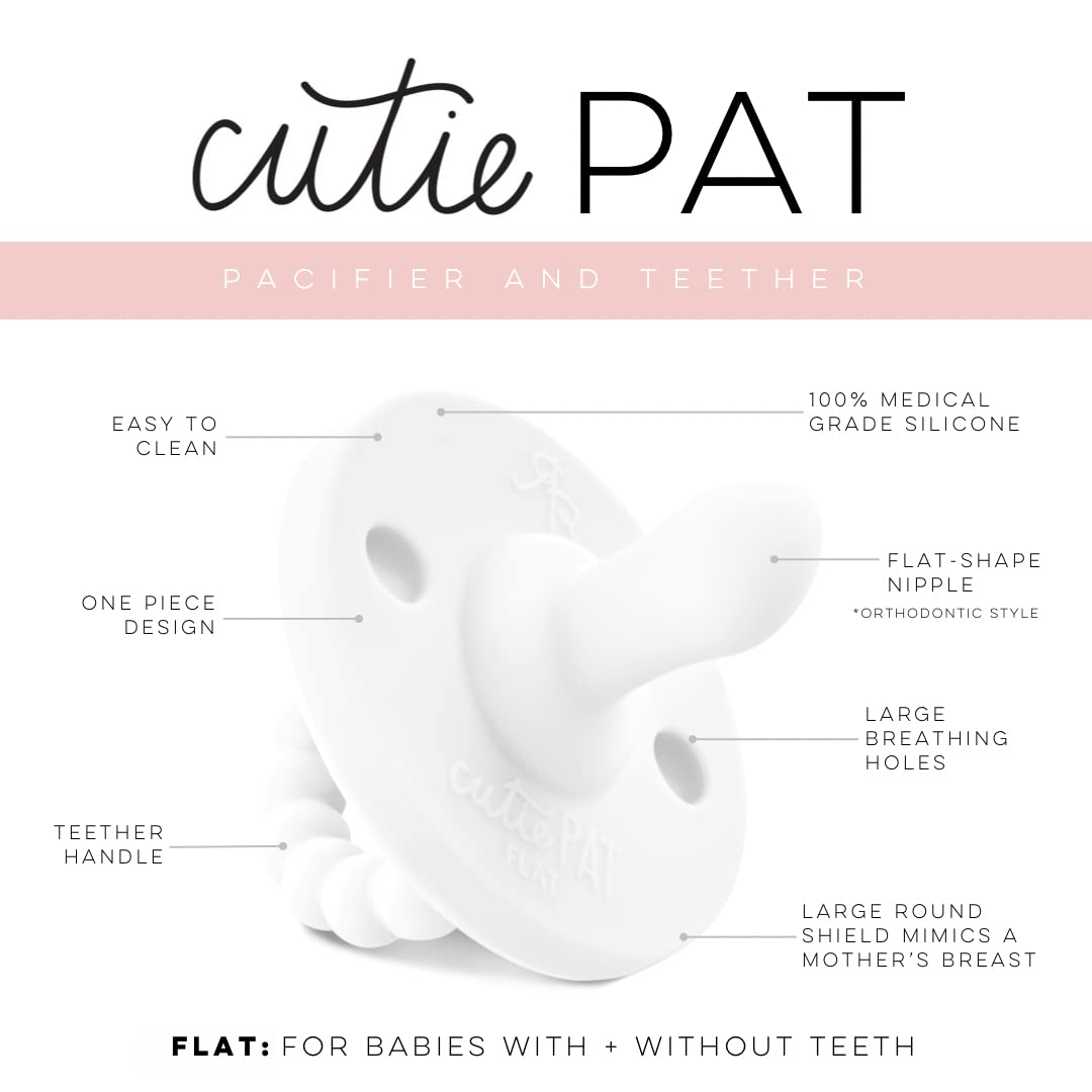 Ryan & Rose Cutie PAT Pacifier Teether (Flat, White)