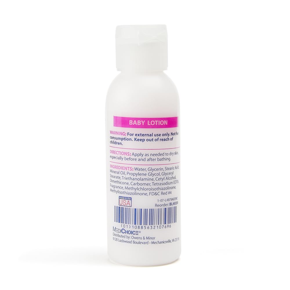 MediChoice Baby Lotion Hypoallergenic and Moisturizing Formula for Sensitive Skin Fresh Scent Flip Top Bottle pH-balanced for Gentle Hydration 2 oz. BL4020 Case 144