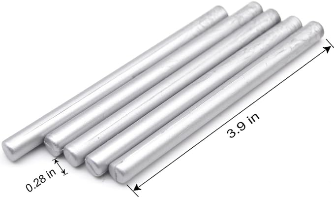 Silver Wax Seal Sticks for Wedding Invitations, Small Glue Gun Sealing Wax