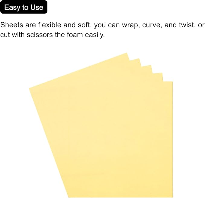 MECCANIXITY EVA Foam Sheets Pastel Yellow 19.7 Inch x 19.3 Inch 1mm Thick
