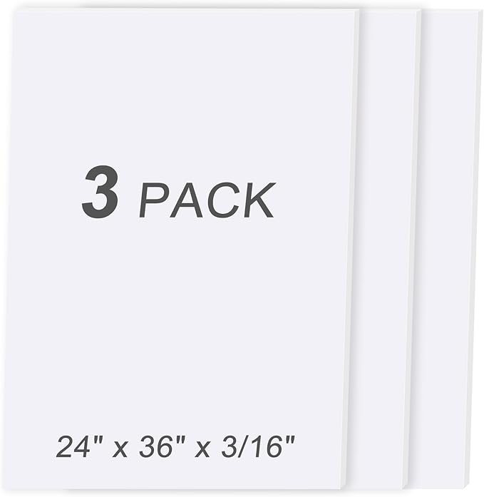 MYFAMIREA 3 Pack White Foam Board 24" x 36", 3/16" Thick Board Poster Acid-Free