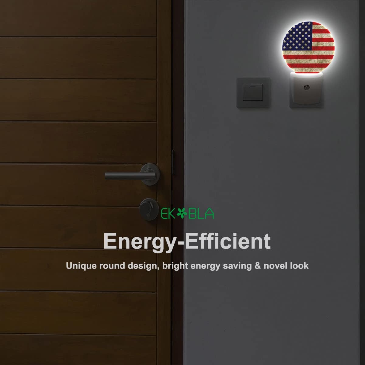 EKOBLA USA Flag Patriotic Night Light Vintage American Flag Plug-in Nightlights Home Auto Sensor LED Dusk to Dawn Light for Bedroom Bathroom Kitchen Corridor