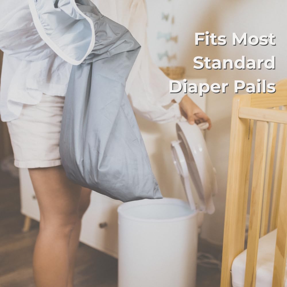 Nora's Nursery Pail Liner for Cloth Diapers - Reusable and Washable - Fits all Standard Diaper Pails - Waterproof Pail Liner with Strap for Diaper Pails, Laundry & Kitchen Garbage Cans (Forest - 2 Pk)