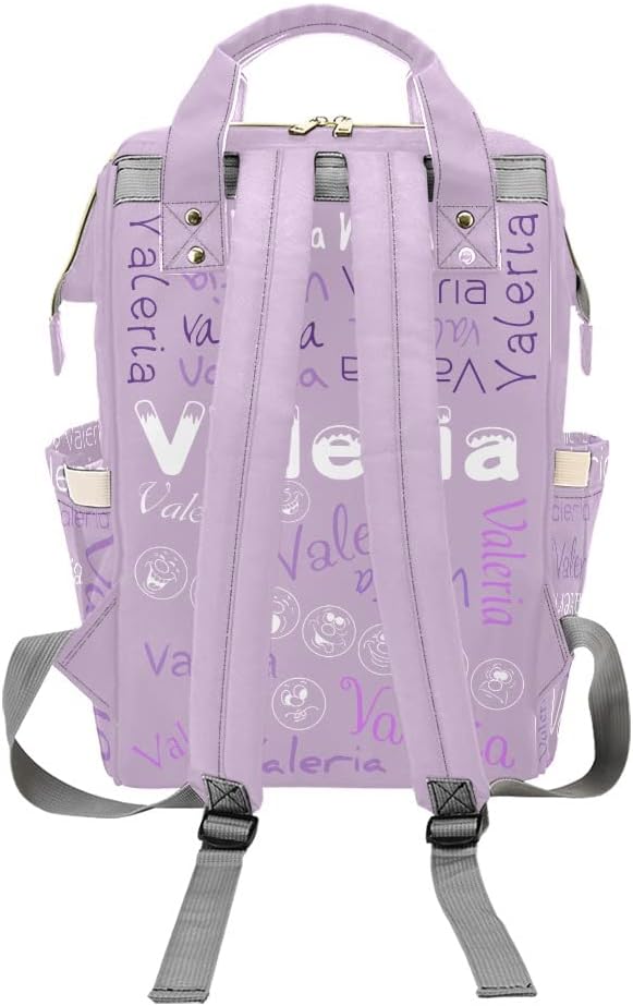 Name Light Purple Diaper Bags with Name Waterproof Mummy Backpack Nappy Nursing Baby Bags Gifts Tote Bag for Women