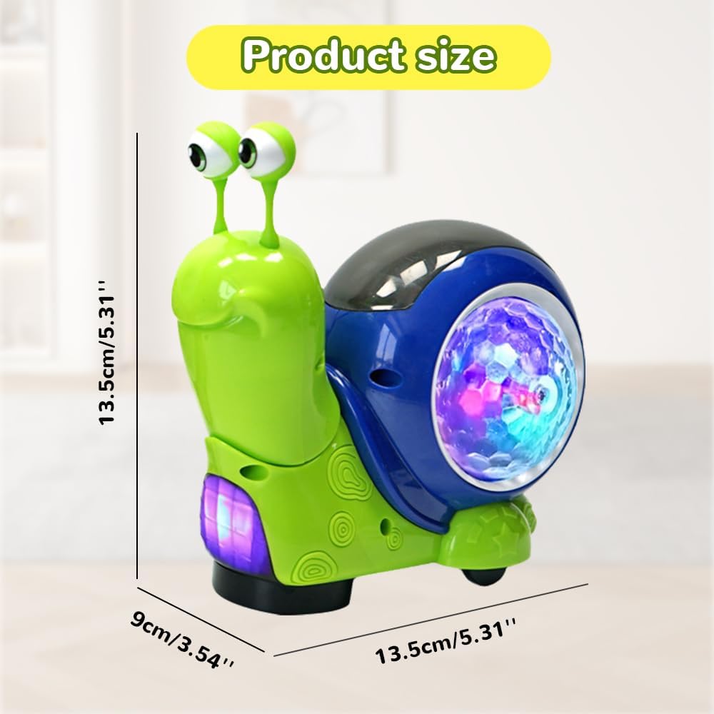 Glowing and Music Playing Crawling Snail, 2026 New Auto Moving Interactive Snail for Pet Play Dancing Musical (Brown)