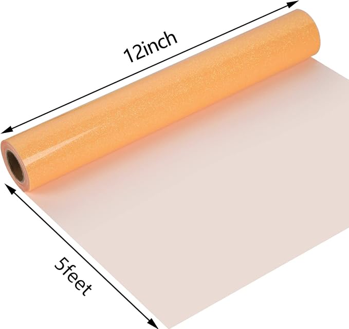 guangyintong Heat Transfer Vinyl Glow Glitter Orange Yellow HTV Rolls, Glitter