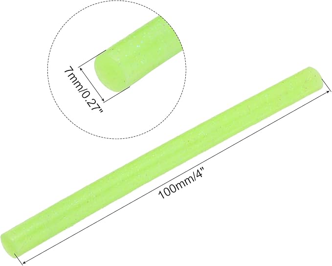 uxcell Mini Hot Glue Sticks for Glue Gun 7mm x 100mm Glitter Green 12pcs