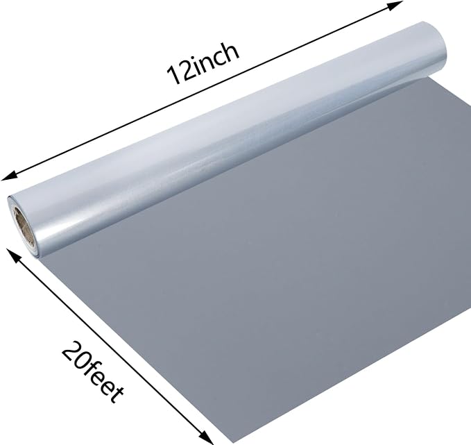 guangyintong Reflective Heat Transfer Vinyl HTV Rolls, Light Grey HTV Vinyl