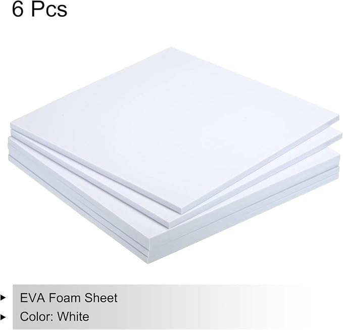 MECCANIXITY EVA Foam Sheets White 9.8 Inch x 9.8 Inch 7mm Thick Crafts Foam