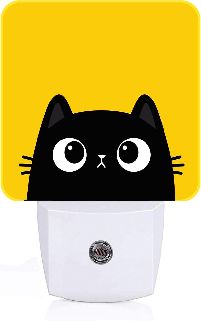 Black Cat Gaze Night Light,Plug-in Night Lights with Dusk-to-Dawn Sensor for Stairway,Hallway,Bedroom Sleep Friendly Ideal for Women/Girls/Boys Gift,0.5w