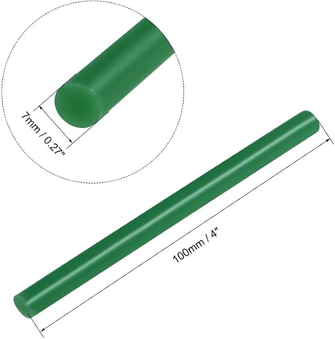uxcell Mini Hot Glue Sticks for Glue Gun 7mm x 100mm Dark Green 12pcs
