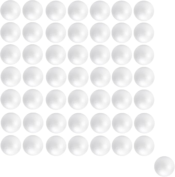 Crafjie 50Pack 2.36Inch Craft Foam Balls White Smooth Polystyrene Foam Ball |