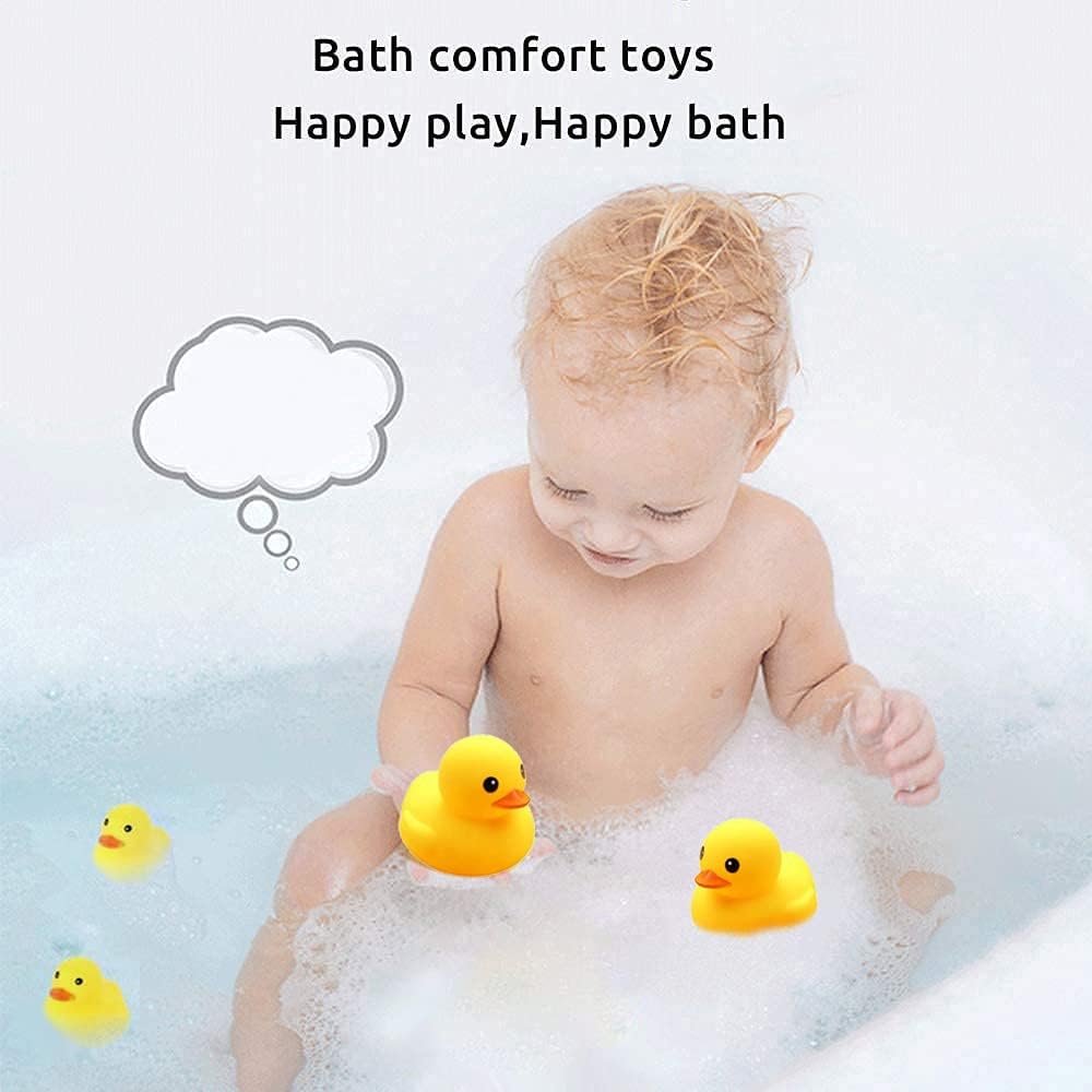 Yellow Rubber Ducks, 10pcs Preschool Bath Toys Bathtub Floating Squeaky Duckies Gift for Baby Shower Infants Kids Toddler Party Decoration