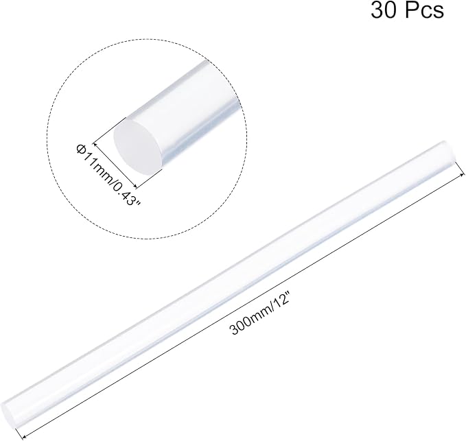 uxcell 30pcs Full Size Hot Glue Gun Sticks 12-inch x 0.43-inch High Sticky