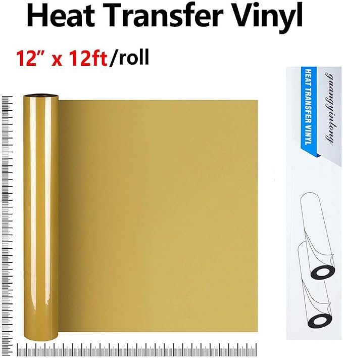 guangyintong Golden Heat Transfer Vinyl HTV Rolls, Glossy Surface HTV Vinyl