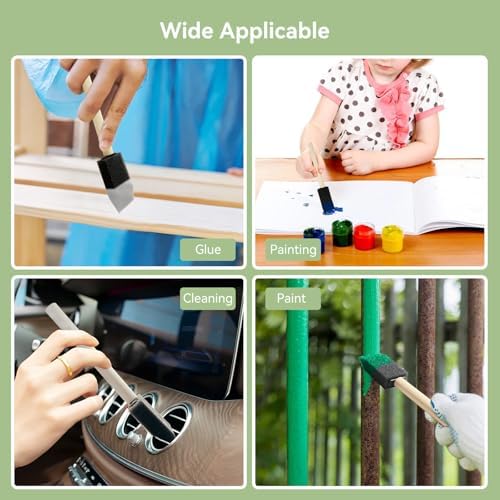 40 Pcs 1'' Foam Paint Brushes, Sponge Paint Brush, Wooden Handles Foam Brush