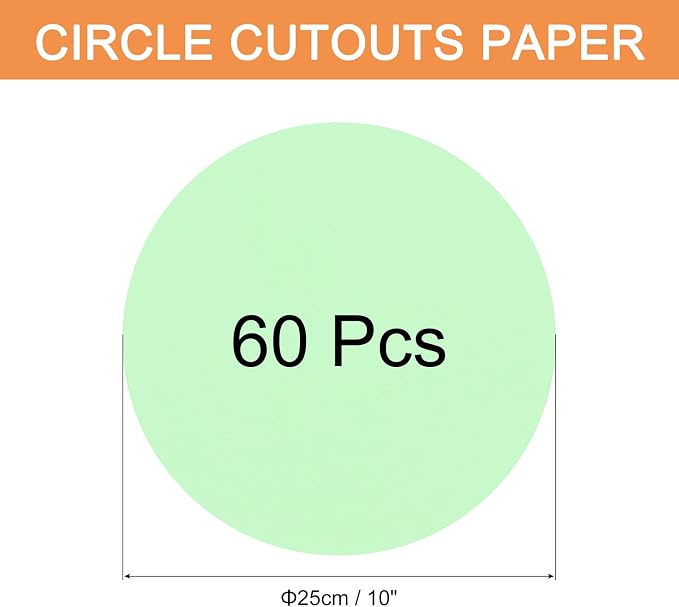 MECCANIXITY 60 PCS Light Green Color Circle Cutouts Paper 10 Inch Round Card