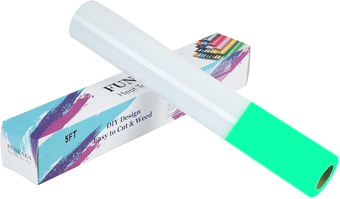 FUNKAKA Glow in The Dark Heat Transfer Vinyl Roll, Glow in The Dark HTV Vinyl