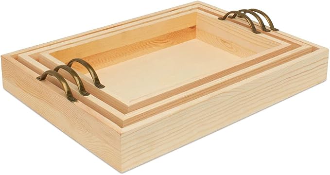 Unfinished Wood Nesting Serving Trays