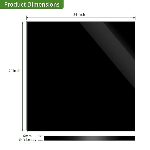 24 x 24 Black Acrylic Sheet 1/4 inch Thick 6mm Black Plexiglass Sheet, DIY