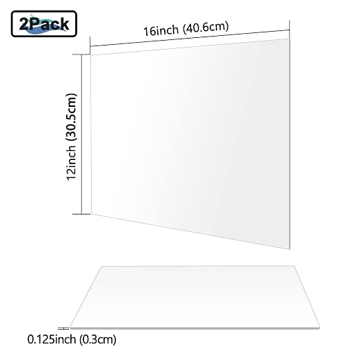 2 Pack Acrylic Sheets, Cranviech Clear Cast Plexiglass Sheet 12" x 16" x 1/8"