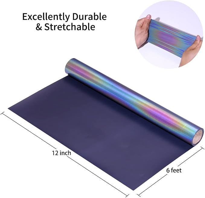 Reflective Heat Transfer Vinyl Reflective Rainbow HTV Vinyl Rolls 12inch x