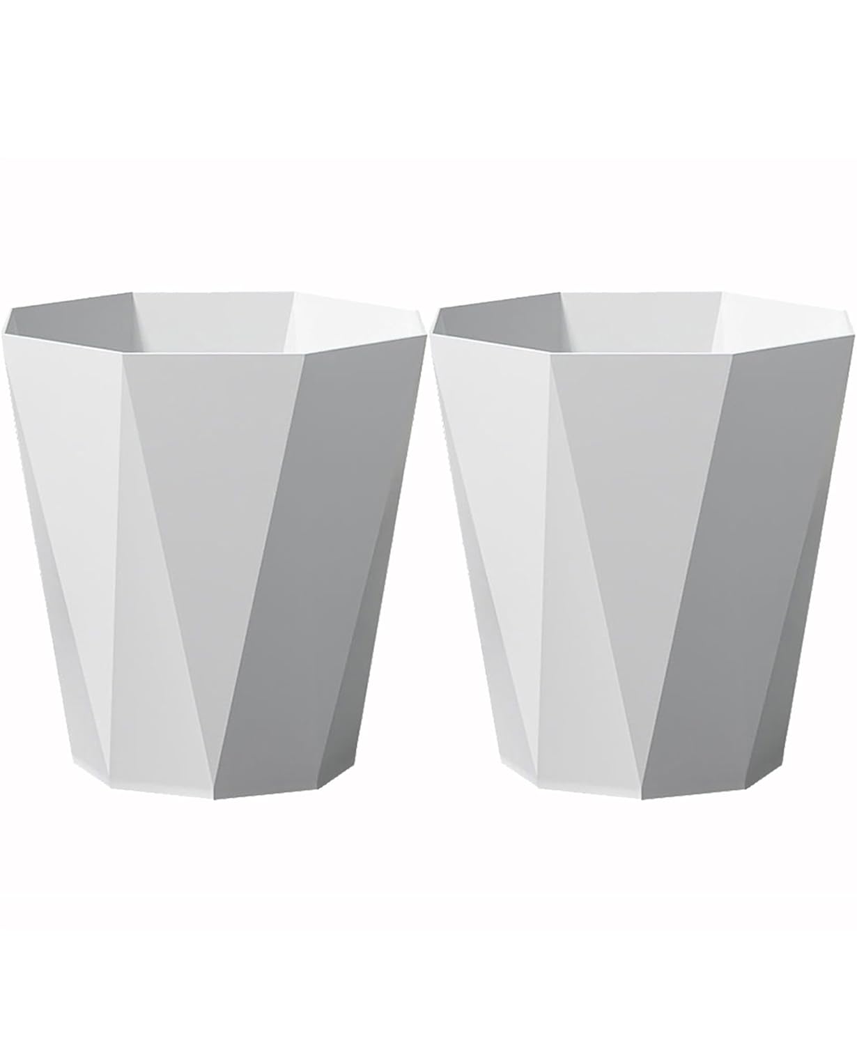 Trash Can Plastic Waste Basket 2.6 Gallon Garbage Can for Bathroom Office Bedroom Kitchen, 2 Pack White