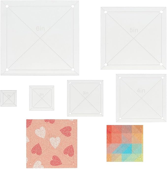 6Pcs Quilting Template Acrylic 0.98-5.91 Inch Clear Square Templates