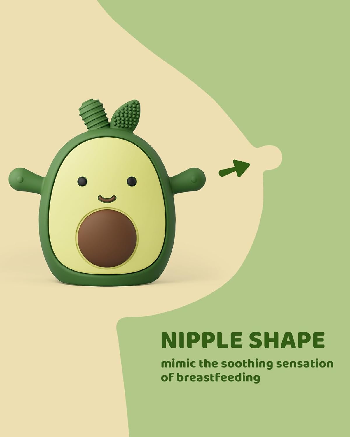 Baby Teething Toy Silicone Avocado Teething Mitten for Babies Over 3 Months Anti Dropping Wrist Hand Teethers Baby Chew Toys for Sucking Needs, BPA Free
