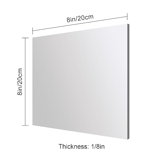 Silver Mirror Acrylic Sheets – 6 Pack, 8x8 Inches, 1/8 Inch Thick, Reflective