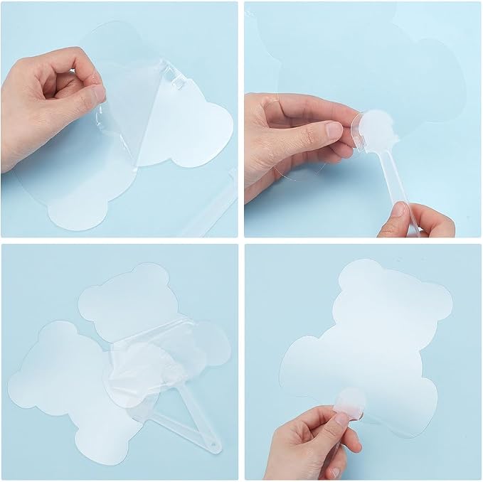 10Pcs Blank Transparent Hand Fan Plastic Handheld Fan