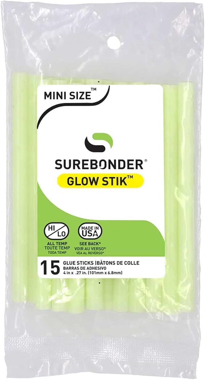 Surebonder Glow in The Dark Hot Glue Sticks Mini Size 4"