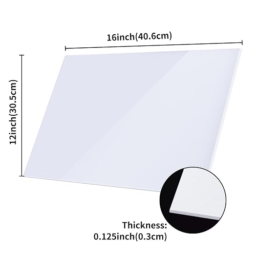 White Acrylic Sheets 12" x 16" x 1/8", 2 Pack Cranviech White Cast Plexiglass