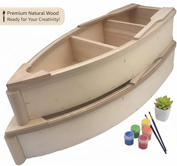 Unfinished Wooden Boat 2 Pack