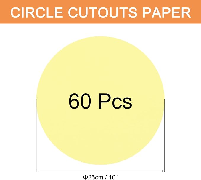 MECCANIXITY 60 PCS Light Yellow Color Circle Cutouts Paper 10 Inch Round Card