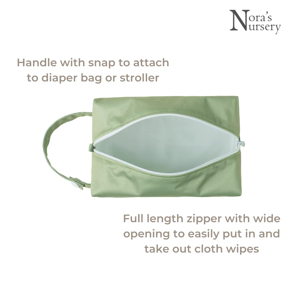 Nora's Nursery Reusable Baby Wipes, 100% Cotton Washcloths, Soft and Absorbent Towels for Newborn Bath and Face, Includes 20 Wipes with 1 Waterproof Pod for On-The-Go Moms, Ideal for Sensitive Skin