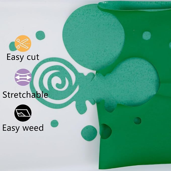 guangyintong Green Heat Transfer Vinyl HTV Rolls, Glossy Surface HTV Vinyl