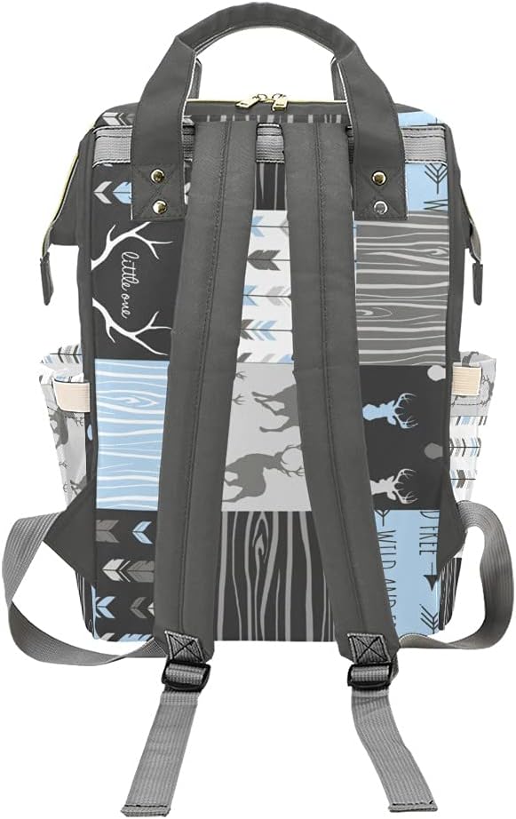 Deer Elk Antlers Feather Arrow Patchwork Diaper Bags with Name Waterproof Mummy Backpack Nappy Nursing Baby Bags Gifts Tote Bag for Women