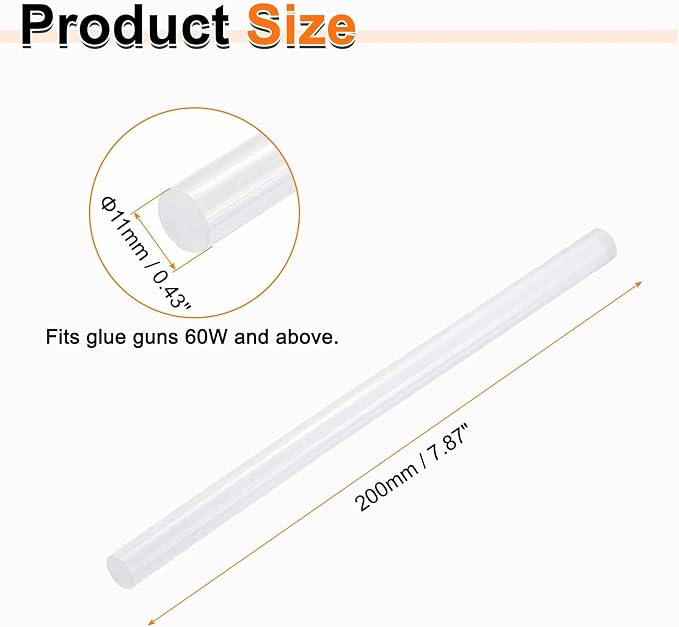 HARFINGTON 10pcs Hot Glue Sticks 0.43" Dia x 7.87" Long EVA Mini Hot Melt