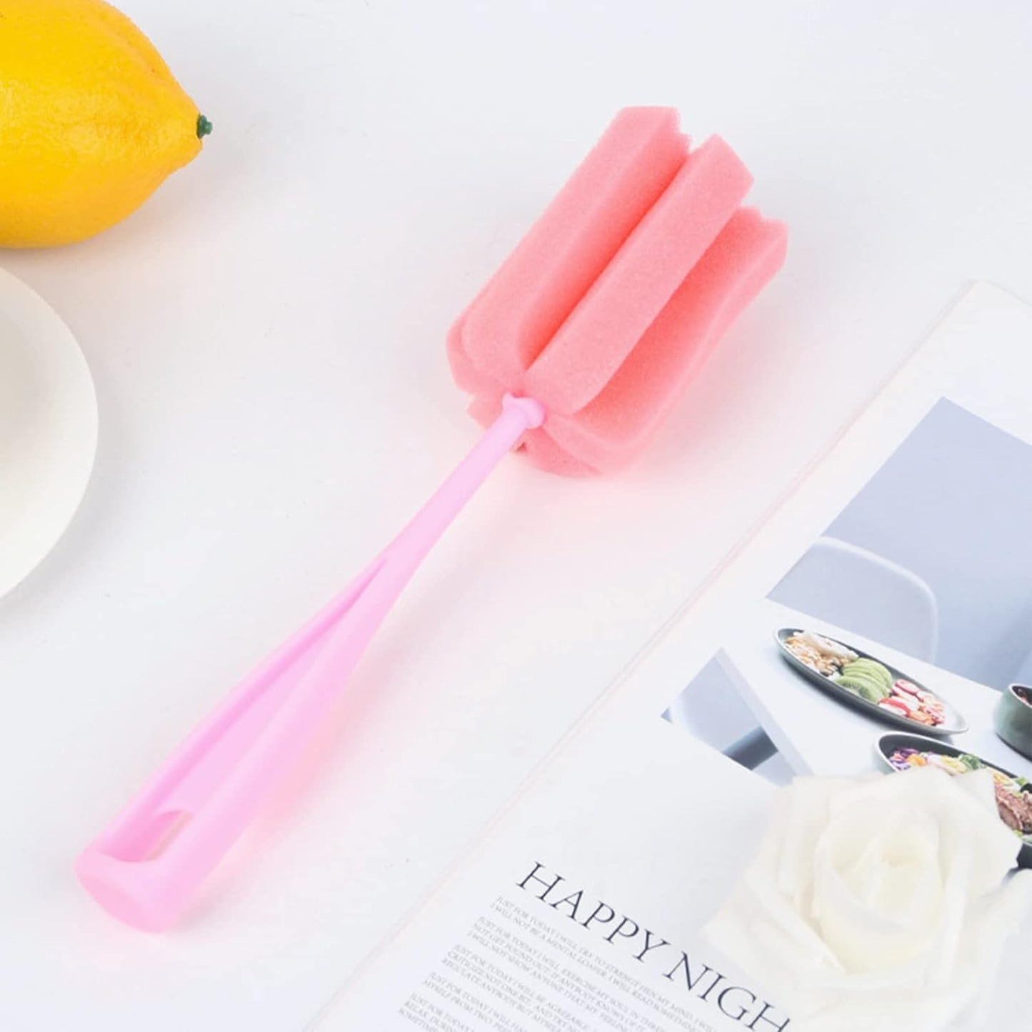 8PCS Bottle Brush Sponge Cup Brush with Straw Brushes Long Handle Cleaner Brush for Baby Bottle Glasswares Mugs Cups Kitchen Clean (4 Bottle Brushes + 4 Straw Brushes)