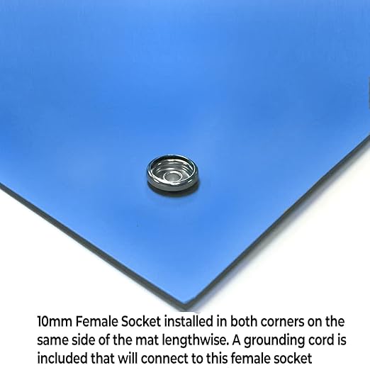 RubberStat Dual Layer ESD Compliant Workstation Rubber Table Mat Kit, Soldering, Cell Phone Repair, with Wrist Strap Set and Ground Cord - 36"x72" Royal Blue