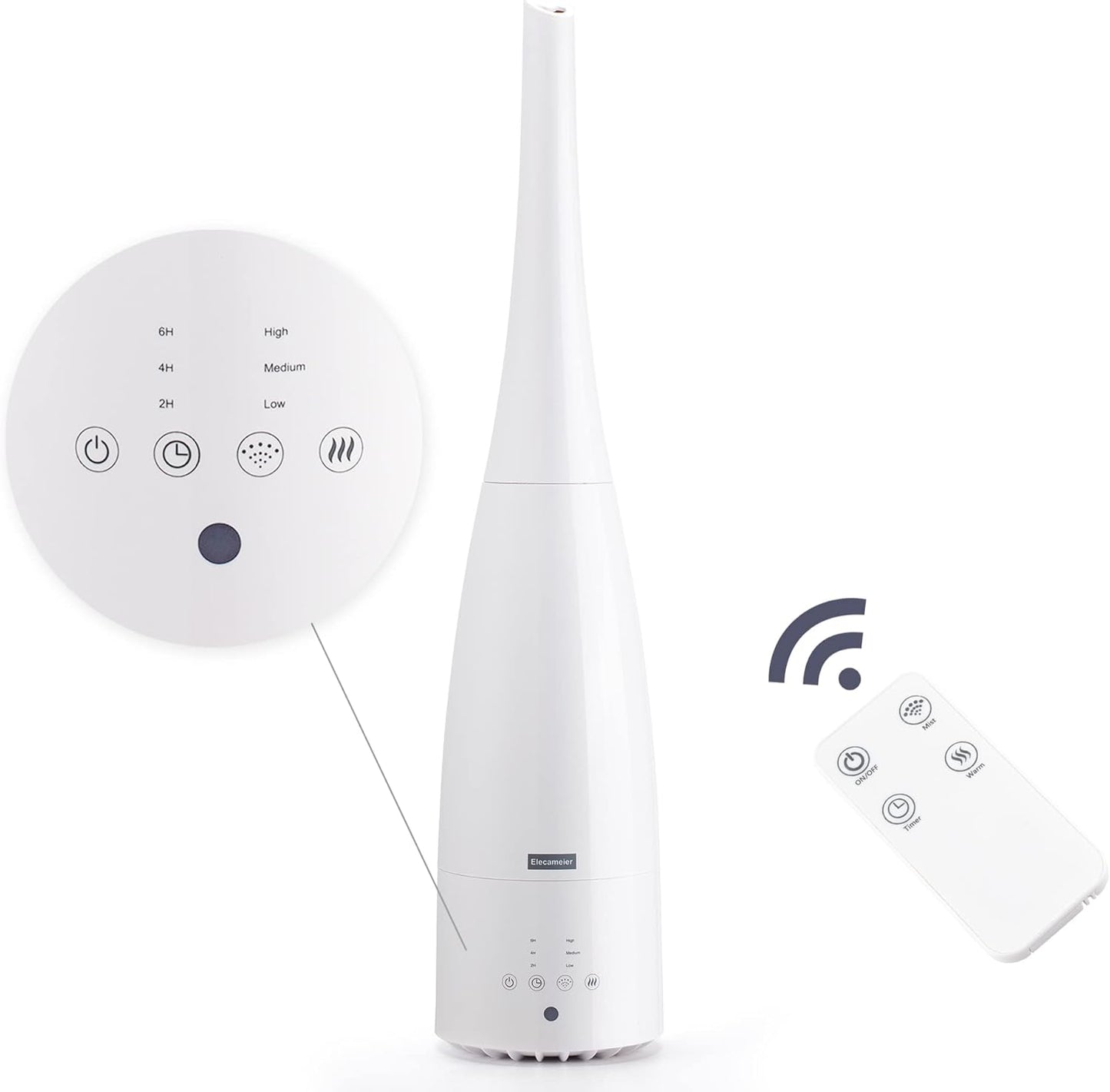 Warm and Cool Mist Humidifier for Home/Bedroom with Remote Control 2.3L Smart Air Humidifier for Desk/Office/Bedroom 25dB Whisper Quiet with Auto Shut off