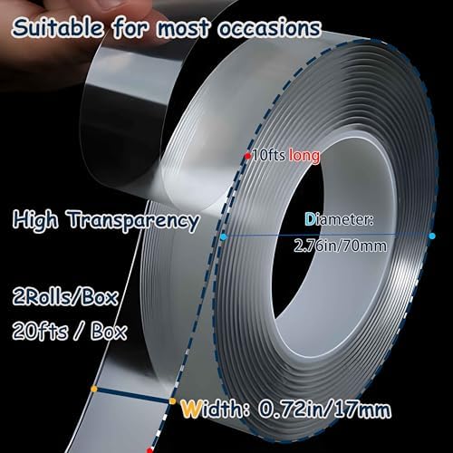 Valley'sYuMiao 2Rolls, Nano Double Sided Mountinging Tape, Adhesive-self Heavy